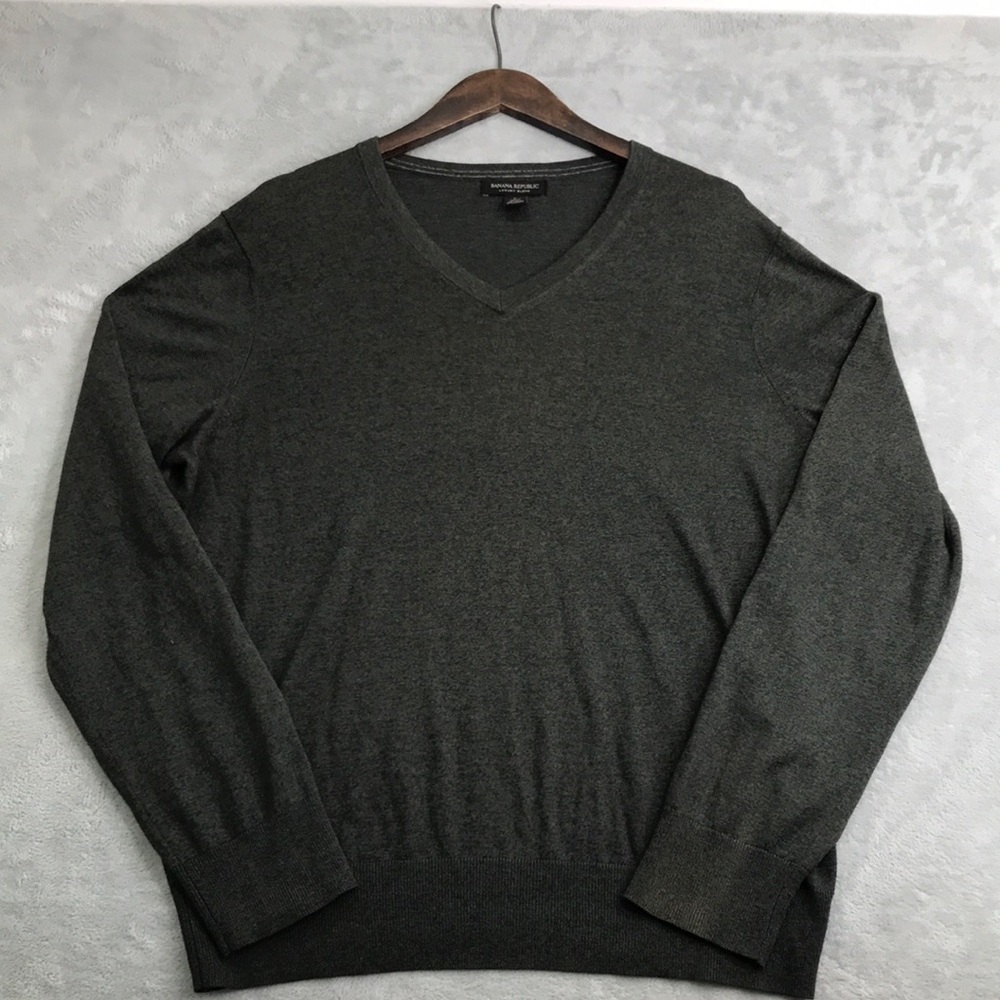 Banana‎ Republic Luxury Blend Green V Neck Men's Sweater Size L